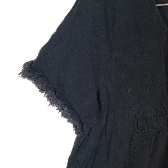 Umgee Babydoll Linen Blend Tunic Peasant Boho Ruffle Short Sleeve Fringed Sz XL - Picture 5 of 11